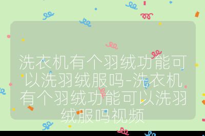 洗衣機(jī)有個(gè)羽絨功能可以洗羽絨服嗎-洗衣機(jī)有個(gè)羽絨功能可以洗羽絨服嗎視頻