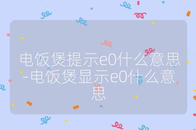 電飯煲提示e0什么意思-電飯煲顯示e0什么意思