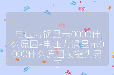 電壓力鍋顯示0000什么原因-電壓力鍋顯示0000什么原因按鍵失靈了